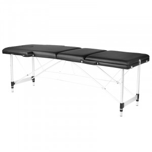 Stół Składany Do Masażu Aluminiowy Komfort 3 Segmentowy Black