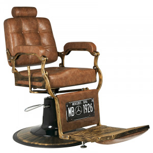 Gabbiano Fotel Barberski Boss Old Leather Jasny Brązowy 