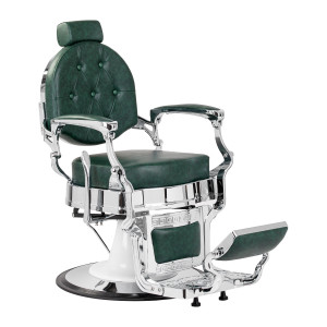 Gabbiano fotel barberski President Zielony z chromowaną ramą