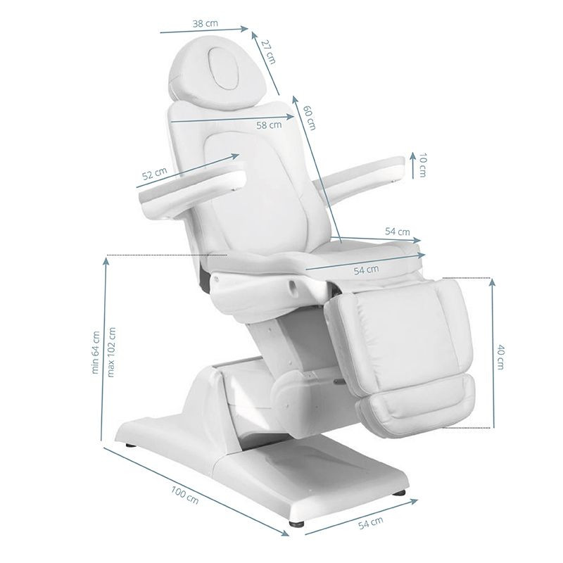 Fotel Kosmetyczny Elektr. Azzurro 870 3 Siln. Biały 