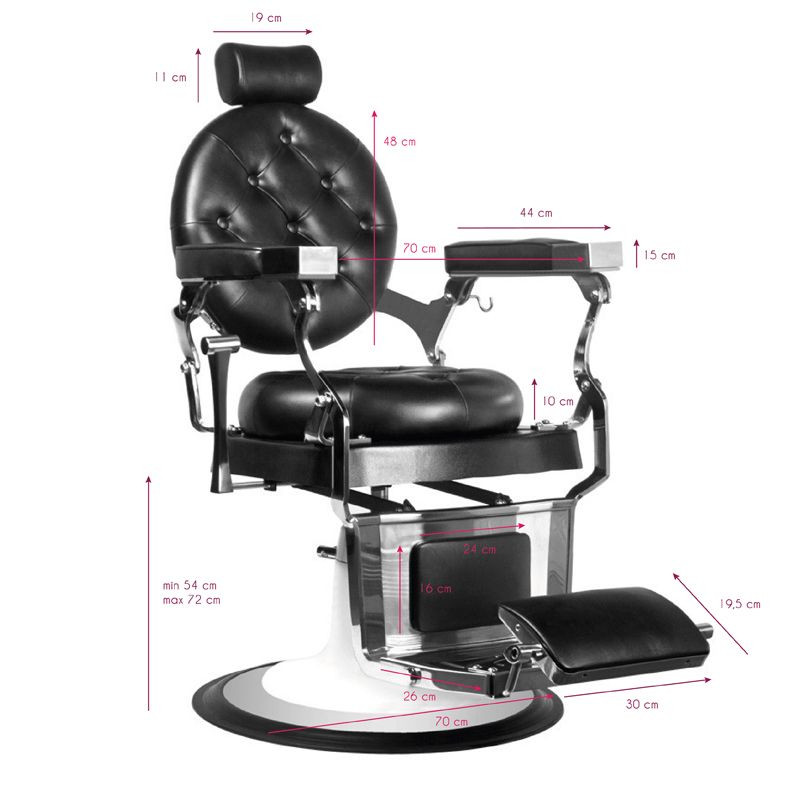 Gabbiano Fotel Barberski Imperator Czarny