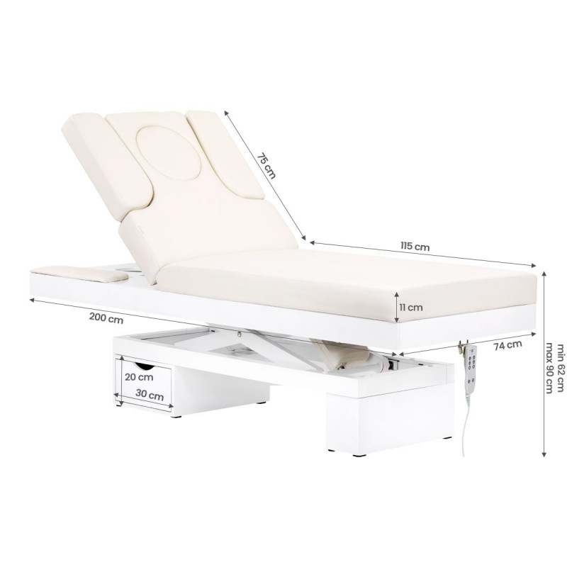 Spa Leżanka Kosmetyczna Azzurro 815 B Świecąca White Podgrzewana