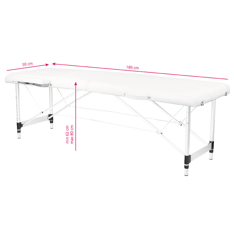 Stół Składany Do Masażu Aluminiowy Komfort 2 Segmentowe White
