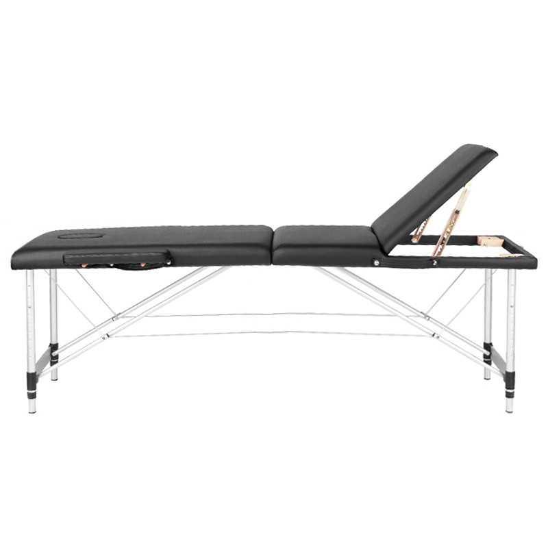 Stół Składany Do Masażu Aluminiowy Komfort 3 Segmentowy Black