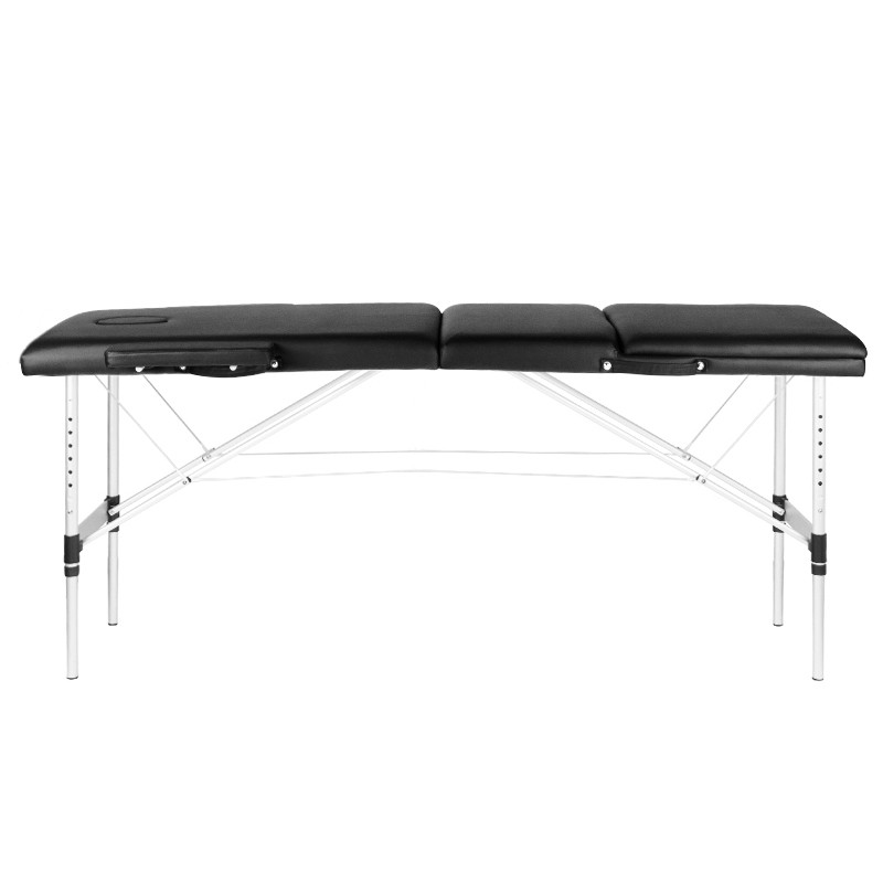 Stół Składany Do Masażu Aluminiowy Komfort 3 Segmentowy Black