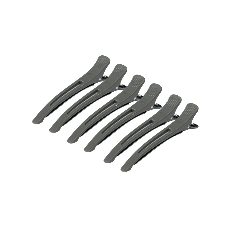 Klamry Klipsy Fryzjerskie Do Włosów E-12 B 6 Szt 11,5 Cm Szare