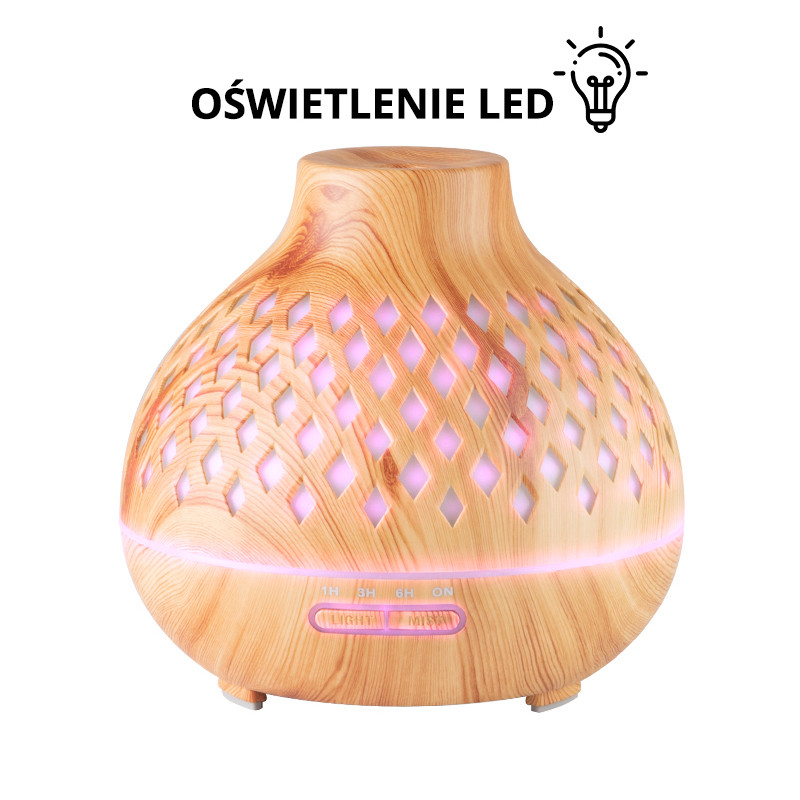 Aroma Dyfuzor Nawilżacz Powietrza Spa 10 Light Wood 400 Ml + Timer