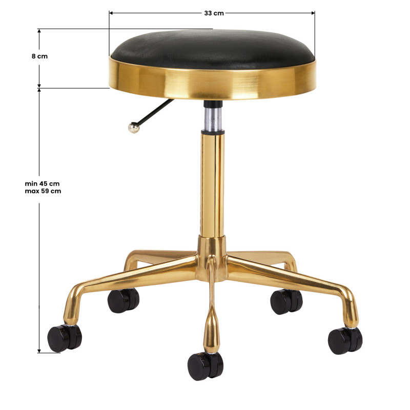 Taboret Kosmetyczny H7 Złoty Czarny