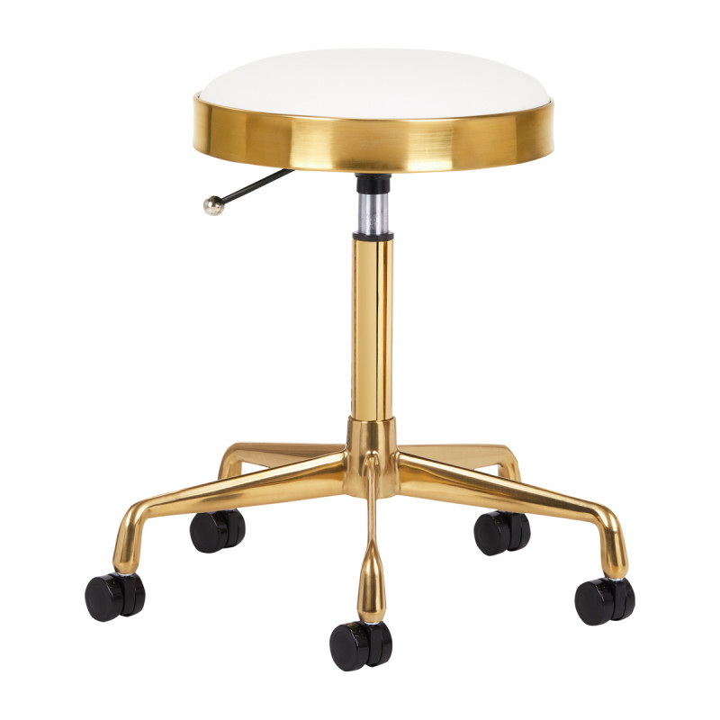Taboret Kosmetyczny H7 Złoty Biały