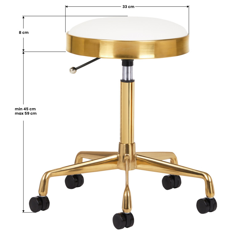 Taboret Kosmetyczny H7 Złoty Biały