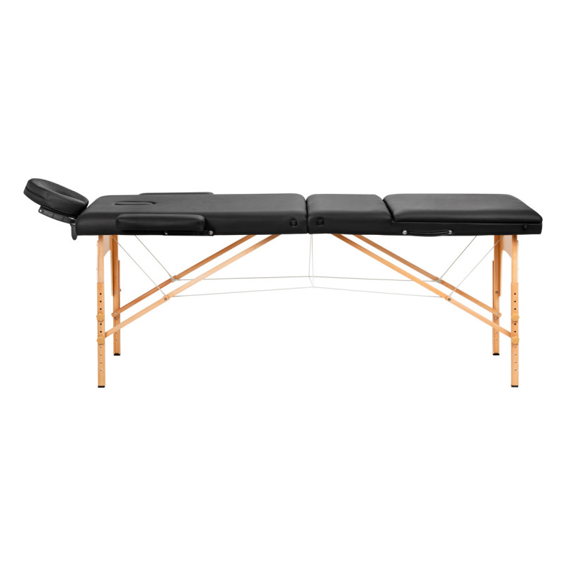 Stół Składany Do Masażu Wood Komfort Activ Fizjo Lux 3 Segmentowy 190x70 Czarny