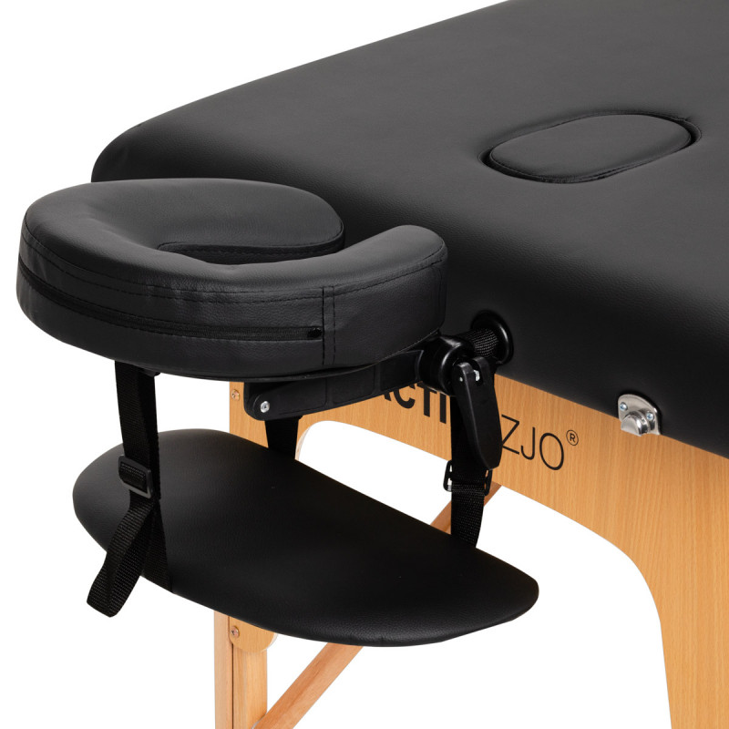 Stół Składany Do Masażu Wood Komfort Activ Fizjo Lux 3 Segmentowy 190x70 Czarny