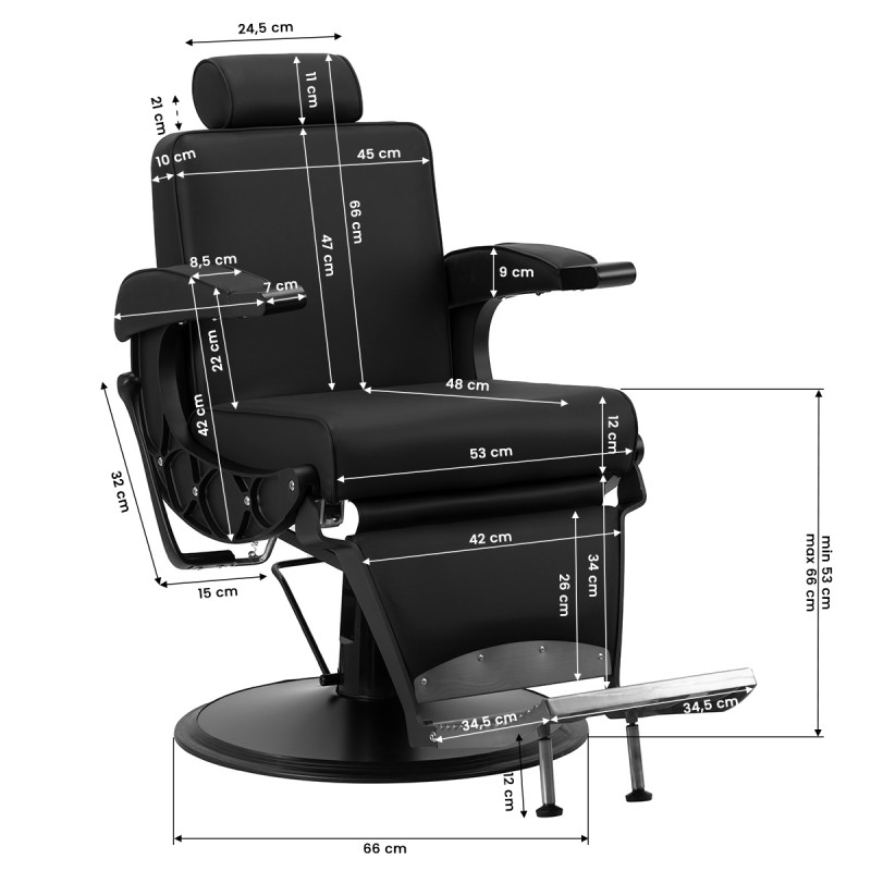 zGabbiano fotel barberski Continental Czarny