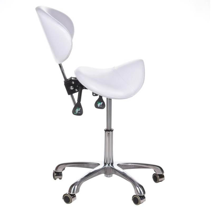 Taboret Kosmetyczny Z Oparciem By-3004 Biały